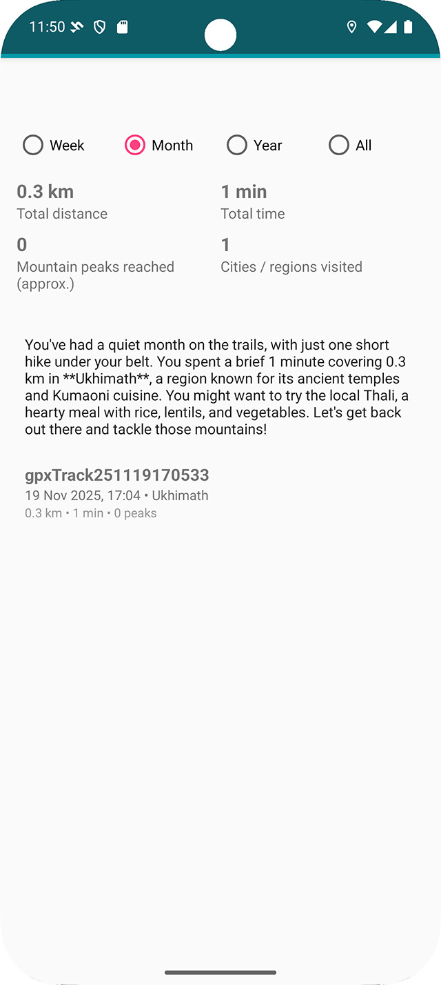 HikingDiary AI Insights Server screenshot 3: Hiking Ai Dashboard2